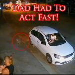 Dad Has Split Second To Protect Himself And His Baby From Charging Dog