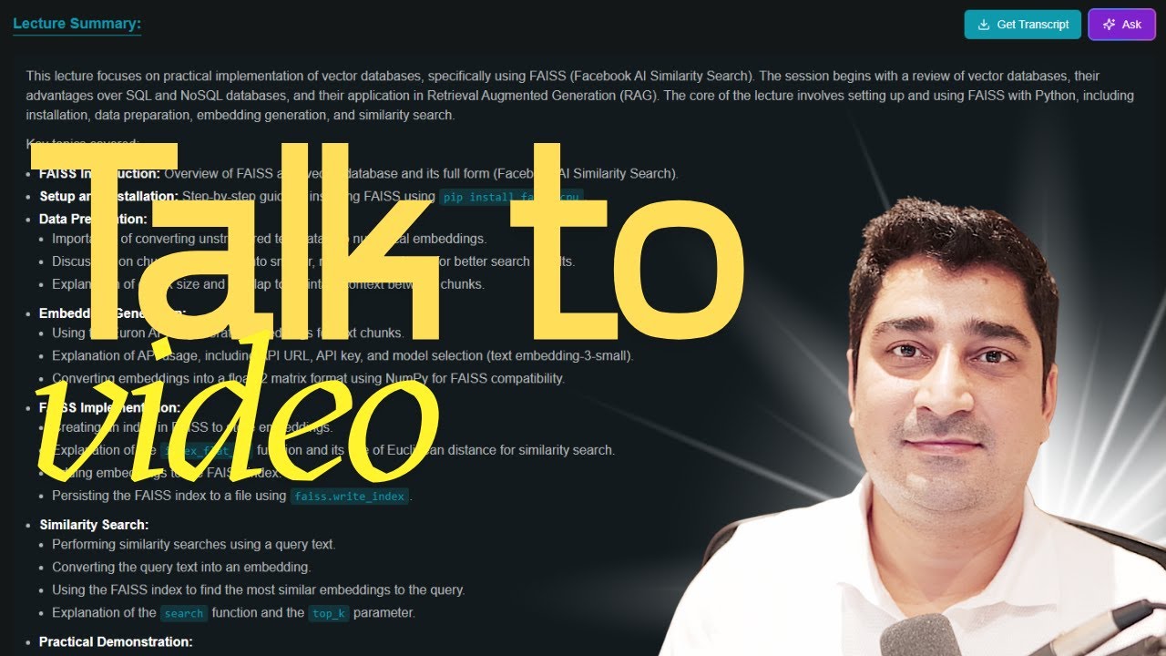 Introducing YouTube like AI Suite in : Talk-to-Video, Summaries, and Transcripts Introducing YouTube like AI Suite in : Talk-to-Video, Summaries, and Transcripts