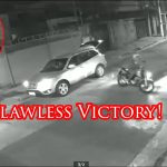 Defender With Family In Car Wrecks Multiple Armed Robbers